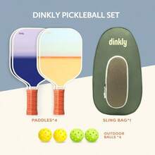 Juego de 2 paletas de pickleball aprobadas por la USAPA 2 raquetas de pickleball 4 bolas y 1 bolsa de transporte portátil juego de bolas de pickleball para hombres y mujeres principiantes - 4 amarillas atardecer y verde oscuro - Ver 6