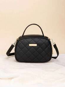 Embroidered Shell Women's Bag, Daily Casual Handbag, Diamond Pattern Shoulder Bag, Crossbody Bag, Shoulder Bag - Black - View 5