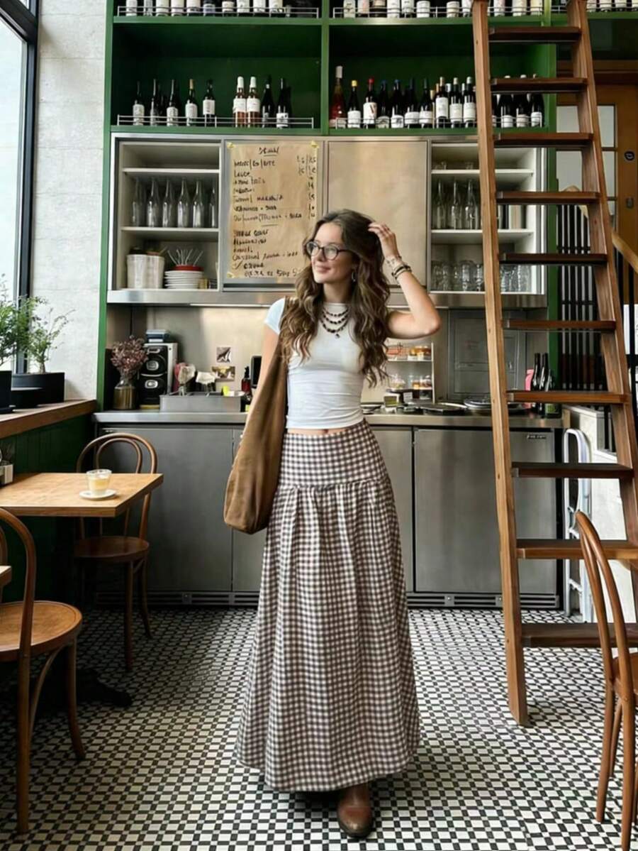 Women's Casual Countryside Vacation Style Printed Umbrella Hem Skirt Spring - Multicolor - View 1