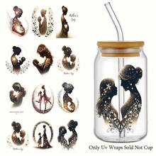 Bộ 4 miếng dán chuyển nhiệt UV tự dính chống thấm nước chủ đề Ngày của Mẹ - Dùng cho cốc, chai, laptop - Hiệu ứng mờ, PVC, chống thấm nước, quà tặng Ngày của Mẹ - Nhiều màu - Xem 1