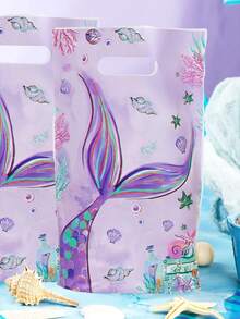 50个紫色美人鱼主题竖款礼品袋，礼品包装袋，美人鱼主题生日派对用品，美人鱼尾巴图案礼品袋，海底主题生日派对装饰，立式礼品袋，美人鱼派对手提袋，收纳袋，一周岁生日派对装饰，迎婴派对装饰，性别揭晓派对装饰，派对回礼袋，购物袋，周年纪念派对装饰，派对礼品 - 美人魚 - 查看 10