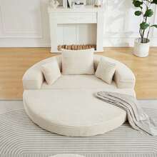 A Versatile Two-In-One Sofa Bed, Ideal For Small Spaces, That Can Be Used As Both A Semi-Circular Sofa And A Round Chaise Longue. The Armrests Feature Fabric Pockets. - Black - View 1