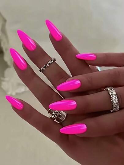 24pcs Medium-Long Almond Shaped Glossy Nail Stickers, Minimalist Soft Pink Acrylic Nail Wraps, Includes 1pc Jelly Gel And 1pc Nail File, Cat Eye Nail Stickers, Suitable For Women And Girls For Daily Wear Or Dance Party