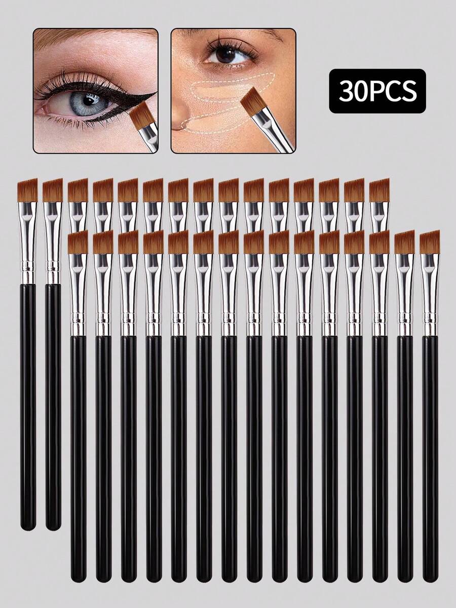 30支眼部化妆刷套装，尼龙毛眼影眼线遮瑕晕染刷，塑料手柄，专业化妆工具，适合化妆师和初学者
