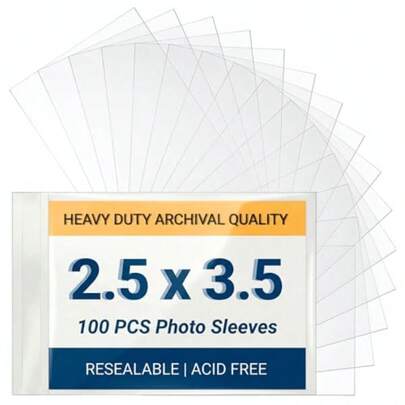 2.5x3.5 Trading Card Sleeves 2.7 Mil Extra Thick Heavy Duty Self-Adhesive Archival Protectors For Standard Sized Collectible And Sports Cards Crystal Clear Dust Bend Protection 100 Count