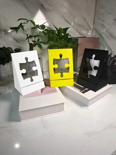 1pc Puzzle Display Stand, Made Of Durable Plastic, Decorated With Puzzle Theme Style, Ideal For Showcasing Collections