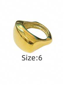 1 pieza Anillo de mujer de moda casual con diseño asimétrico trapezoidal, material de acero inoxidable 316, acabado chapado al vacío en oro de 18K, duradero, resistente al agua y que no se desvanece - Anillo trapezoidal irregular para mujer - Ver 14