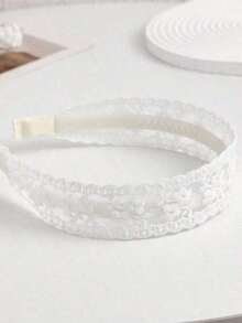 1pc Women Flower Embroidered Headband Elegant Piranha Flower Valentine's Day,Hairband,Hair Hoop,Hairband,Hair Hoop Headbands Hair Accessories Head Accessories - Trắng 2 - Xem 3
