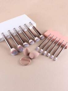 15件套化妆刷套装，包含散粉刷、腮红刷、高光刷、眼影刷、睫毛刷、眼线刷、斜角美妆蛋、圆形美妆蛋、圆形粉扑、三角形粉扑、三角形粉底液混合美妆蛋、美妆工具、化妆刷套装、化妆刷套装、化妆刷套装、完整化妆套装、化妆刷套装、化妆刷套装、化妆礼盒、套装、赠品、专业化妆刷、完整化妆套装 - 咖啡棕 - 查看 5