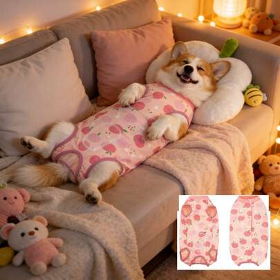 Traje de recuperación para perros PETCHIC, traje de viscosa para esterilización/castración, adecuado para perros machos y hembras, alternativa al rociador disuasivo, ropa protectora para condiciones de la piel (rosa)