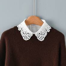 1pc Women's Chiffon Lace Hollow Embroidered Detachable Collar, Multi-Functional Sweater Dickey, Half-Shirt Design, Adjustable & Removable, Suitable For Autumn/Winter Everyday Wear - White - View 11