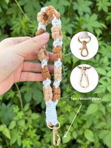 1pc Handmade Crochet Bohemian Style Daisy Wristband, Key Chain Strap, Water Bottle Handle Rope, Ideal Gift For Friends And Lovers School Car Accessories Cute Goth Y2k - Blue - View 9