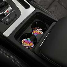 2 piezas Portavasos de coche antideslizantes con estampado de calavera, accesorios de coche minimalistas - A - Ver 5