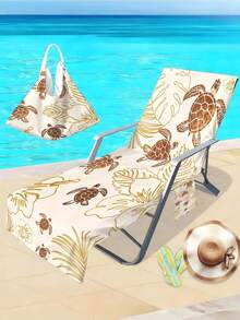 1pc Leopard Print Open-Style Beach Chair Cover, Super Fiber Quick-Dry Towel, Suitable For Pool Chairs, Beach Towel Chair Cover With Pocket, Travel Essential Holiday Accessory - Multicolor - View 9