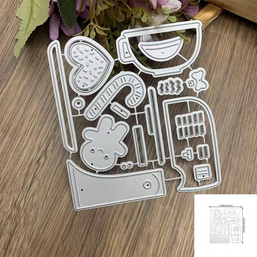 Heart-Shaped Gingerbread Metal Cutting Mold, Suitable For Card Making, Paper Art Relief Mold Set, Photo Frame, Scrapbooking And Template Set - Silver - View 1