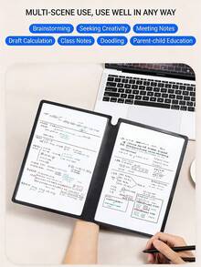 Fashionable Reusable A5 Whiteboard Notebook: Weekly Planner, Faux Leather Memo Pad, With Whiteboard Marker And Eraser Cloth Included - Multicolor - View 7