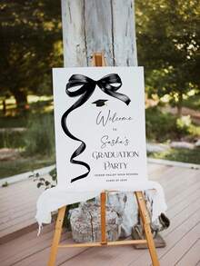 1 pieza Póster de graduación personalizado, Cartel de bienvenida a la fiesta de graduación con lazo negro (Bienvenidos graduados 2026), Póster de bienvenida, Símbolo de graduación de moda, Póster de graduación minimalista, Decoración de graduación - Multicolor - Ver 5