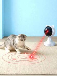 PETSIN Interactive Laser Chasing Cat Toy - USB Rechargeable, Handheld Or Desktop, Auto Timer Switch, Endless Fun - White - View 2