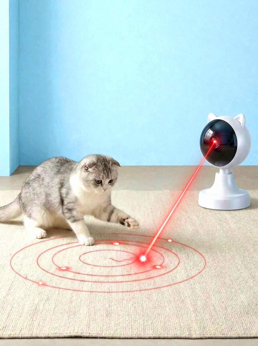 PETSIN Interactive Laser Chasing Cat Toy - USB Rechargeable, Handheld Or Desktop, Auto Timer Switch, Endless Fun