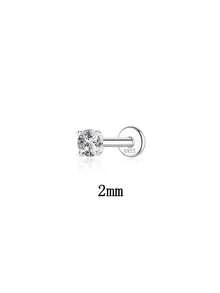 1件 925純銀莫桑石鼻釘（2-7mm）平背低過敏多尺寸穿刺飾品 鼻環耳釘 男女適用 日常配戴 - 銀色 - 查看 17