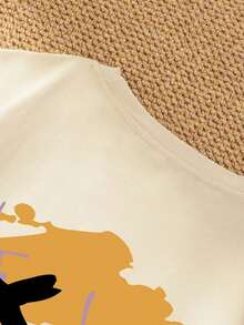 Camiseta de Verano para Hombre, Casual, de Cuello Redondo y Manga Corta, con Estampado de Letras y Cara Sonriente - Blanco - Ver 4