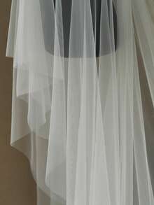 1pc Double-Layer Blusher Bridal Veil, Simple Chiffon Cathedral Length, Suitable For Waltz Wedding, Travel Photography Props, Bridal Accessories With Hair Comb - 彩色 - 查看 7