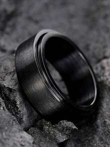 1pc Minimalist Style Black Rotatable Ring, Fashion 8MM Band Ring Accessory - Double Ring - View 3