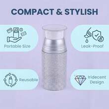1pc 150ml Luxury Rhinestone Vacuum Pump Bottle, Refillable Container For Lotions, Creams, Serums - View 5