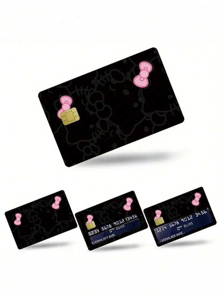 SANRIO 4pcs Pink Credit Card Stickers, Suitable For 3.35*2.13 Inch Bank Cards, Transportation Cards, Chip-Embedded Student IDs, Matte Adhesive Film. Dog Pattern PVC Card Stickers, High-Quality Self-Adhesive Debit Card Stickers, Light Beige - Multicolor - View 9