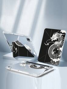 This Exquisite And Cute Cartoon Anime Dragon Totem Cloud Double-Sided Painted Acrylic Transparent Crystal Back Cover Is Shockproof And Durable, Suitable For IPad 7th, 8th (10.2 Inch) And 10th Generation. It Has A Built-In Pen Slot, Supports Sleep/Wake Function And Multiple Folding Stand Modes, Making It An Excellent Holiday Gift. - Multicolor - View 4