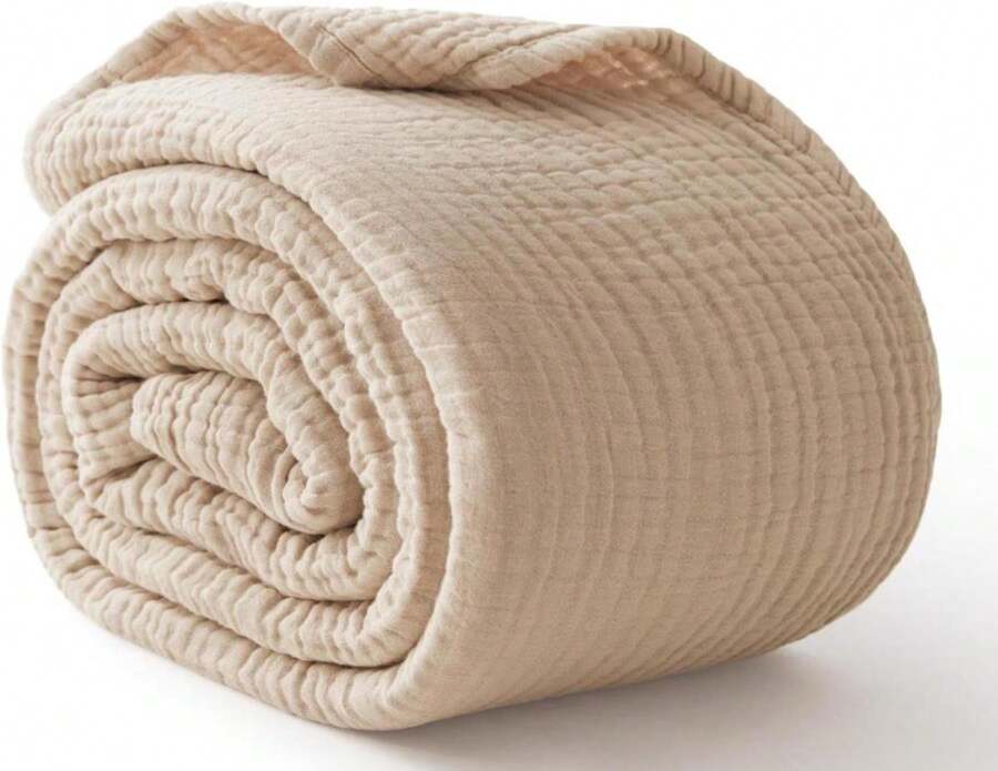 Kozyhvn 100% Cotton Muslin Blanket 40" X 40", Breathable And Lightweight Cotton Throw Blankets, Soft Cooling Summer Gauze Blanket For All Season, Beige - ColorA - 查看 1