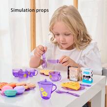 儿童厨房玩具，逼真甜点游戏套装，趣味卡通下午茶及厨房游戏玩具 - 彩色 - 查看 3