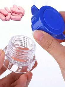 1pc Portable Adult & Child Pill Crusher Grinder, Compact Outdoor Pill Storage Box, Refillable Pill Vitamin Medicine Container With Dispenser, Suitable For Vacation Travel, Lightweight Travel Essential Like Cod Liver Oil - Multicolor - View 3