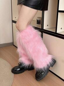 Women's Fluffy Leg Warmers - Soft & Plush Boot Covers Winter, Halloween And Santa Claus Costumes - 粉色 - 查看 3