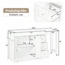 Kitchen Island On Wheels, Extendable Dining Area Kitchen Island With Spice Rack And Drawers, Mobile Freestanding Kitchen Island, Ideal For Kitchen And Dining Room - White - View 2