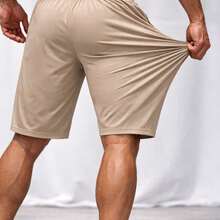 Men's Bermuda Shorts With Zipper, Gym, Sports, Beach, Breathable & Lightweight Polyamide - Beige - View 3