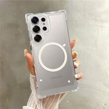 Galaxy S26 Ultra S21 S23 S22 S24 S25 Plus 透明磁吸手机壳，奢华加固防摔保护套 - 白色 - 查看 4