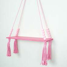 Bộ 1/2 kệ treo macrame màu hồng, kệ treo tường bằng dây tua rua đính hạt, giá trang trí phong cách Boho cho phòng ngủ/phòng khách, kệ đựng đồ treo tường phong cách Bohemian hiện đại, kệ treo tường đa chức năng màu hồng, kệ treo tua rua đính hạt trang nhã. - Nhiều màu - Xem 9
