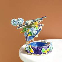 SUSUZUKU 1pc Enamel Handmade Home Decor Blue Hydrangea Jewelry Box Butterfly Storage Box Jewelry Box Decorative Ornament Exquisite Gift - Hydrangea Butterfly - View 6