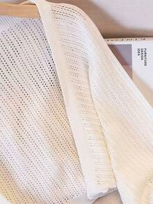 Áo khoác cardigan dệt kim tay dài cổ chữ V khoét lỗ dáng rộng dành cho nữ, thích hợp mặc mùa hè. - trắng - Xem 5