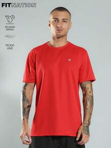 FITNATION Men's Fitness Gym T-Shirt In DRYFIT Fabric That Dries Sweat Quickly - 紅色 - 查看 2