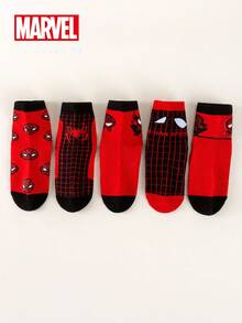 Marvel 5双装儿童短袜，官方授权超级英雄印花男童袜 - 彩色 - 查看 2