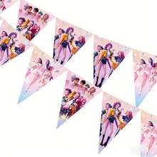 Ins可愛動漫星追Kpopdemomhunters生日派對用品贈品三角旗，K-POP KPOPER，Guerreras靈感玩具，KPOOP美學粉絲支持，演唱會教室宿舍，多場景適用 - 彩色 - 查看 4