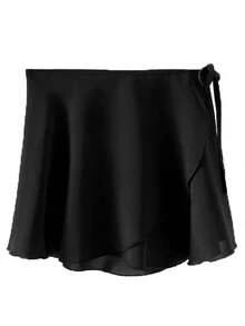 balletto 松紧腰系带芭蕾舞裙，连体舞蹈表演裙，黑色春季款 - 黑色 - 查看 1