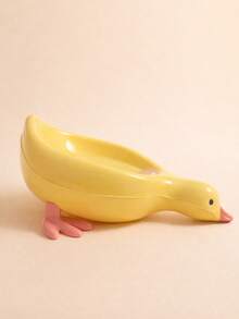 1pc Cute Yellow Duck Soap Dish, Drain Soap Holder For Bathroom Vanity, Non-Accumulating Water Soap Box - Multicolor - View 3
