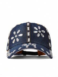 1pc Women's Adjustable Rhinestone Baseball Cap, Fashionable Versatile Peaked Hat, Unisex - Baseball Cap - View 6