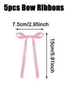 5pcs/10pcs/24pcs Pink Satin Ribbon Bow Cake Decorations, Baby Shower Party Decor, Home Decor Accessories, Minimalist Bow Decor, Suitable For Home Decor, Wedding, Candlelight Dinner, Holiday Gifts, Baking Desserts, Graduation Cakes, DIY Crafts And Hair Accessories - Pink - View 11