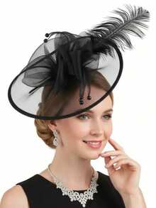 1pc Kentucky Fascinator Hat For Women Hair Alice Hairpin Mesh Hat Artificial Feathers Cocktail Wedding Derby Tea Party Hair Accessories Hat Headwear - A - View 3