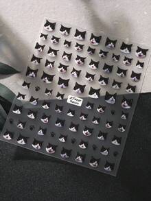 1pc Cute Cat Embossed Embroidery Ballet Style Nail Art Sticker, Nail Sticker, Nail Art Tool, Nail Decoration Nail Stickers - Multicolor - View 5