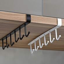 1pc Iron Hanging Hook With 6/12 Hooks, Suitable For Cups, Mugs, Cup Racks, Kitchen Utensils, Hats, Scarves Storage Rack, Applicable For Kitchen Bar, Coffee Bar, Wardrobe And Cabinet Undersides, Great Housewarming Gift, Decorative Hooks - Multicolor - View 8